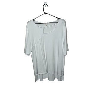 Cato White Asymmetrical Knit Top Short Sleeve Criss Cross White Size XL Womens